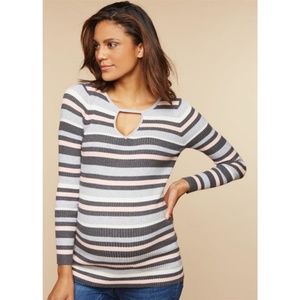 Motherhood Maternity Striped Keyhole Sweater